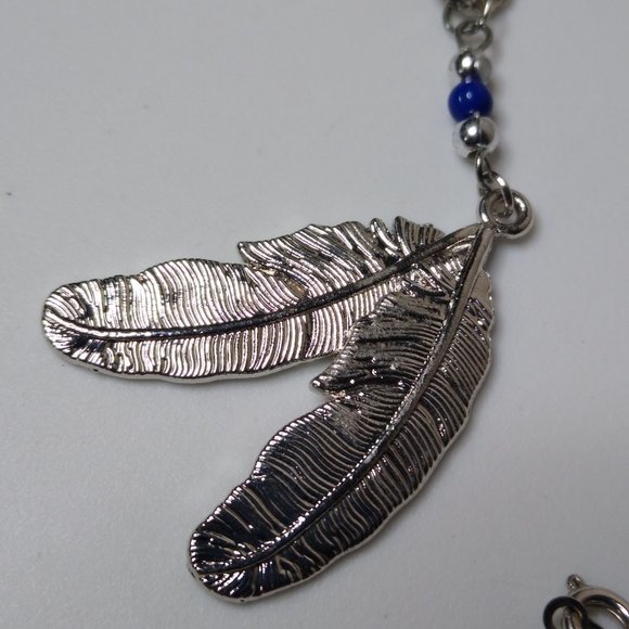 Metal Two Feather Pendant Necklace 18.5 Inches - Picture 6 of 14